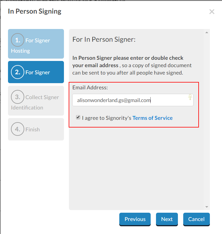 In-Person Signing Email Confirmation