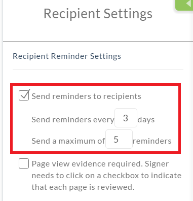 Change Notification Reminder Schedule from Recipient Settings Page