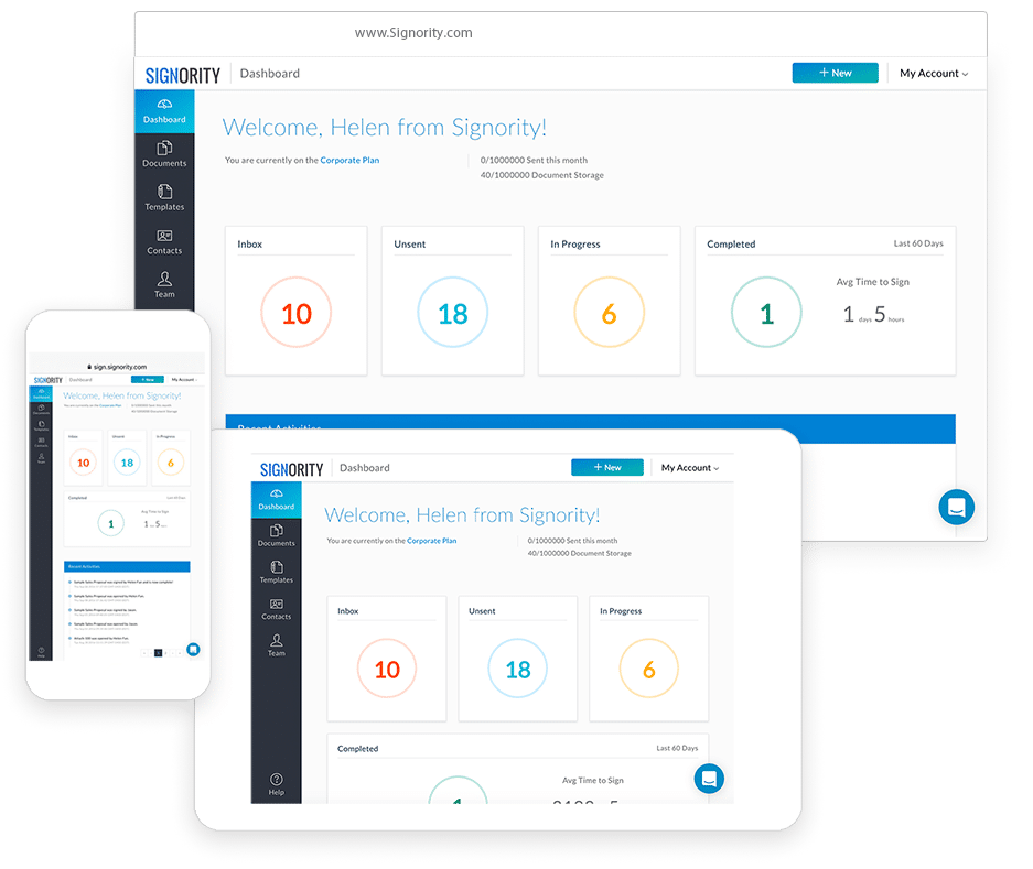 Signority home dashboard