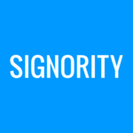 Signority Logo White on Blue background