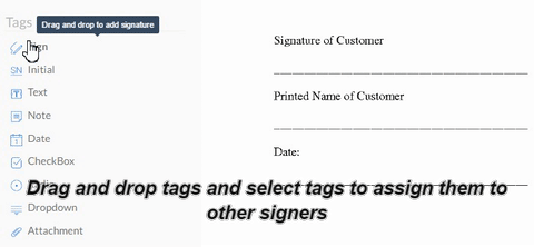 See how to add tags and assign them to the right signers