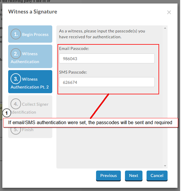 witness signing authentication factors