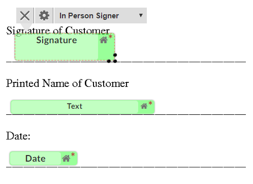 assigning tags to in person signer