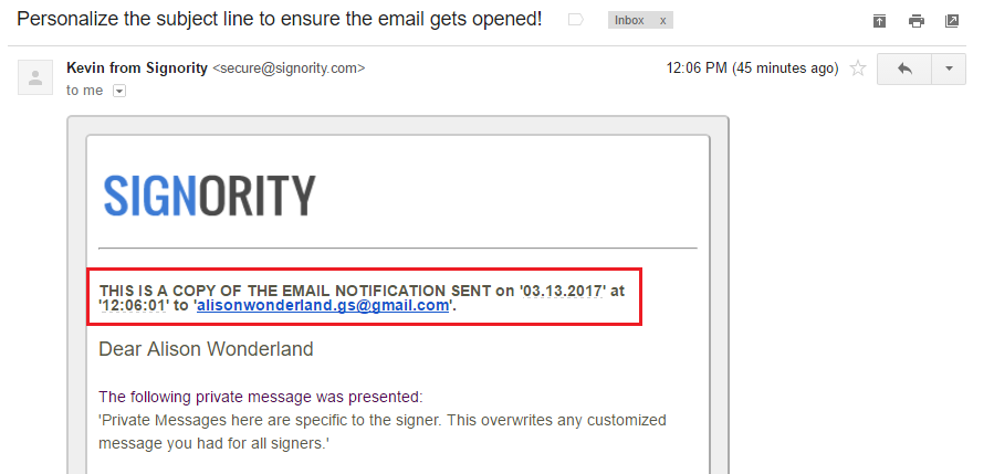 Copy notification emails