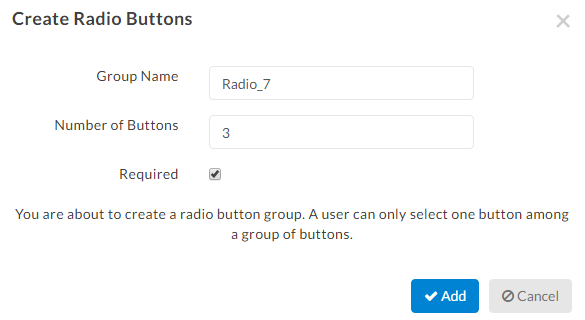 radio button tags settings