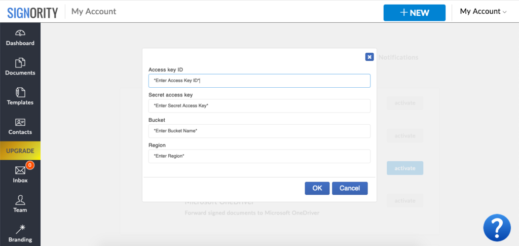 S3 Integration. Enter info.