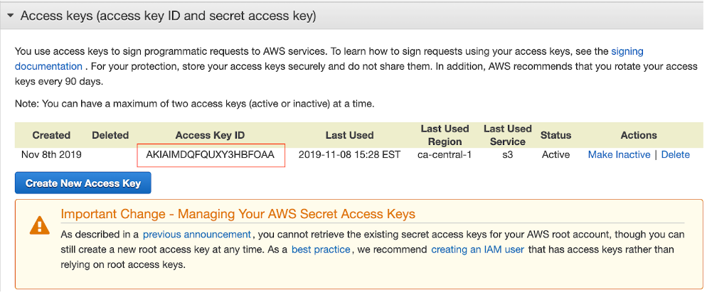 AWS Create Access Keys