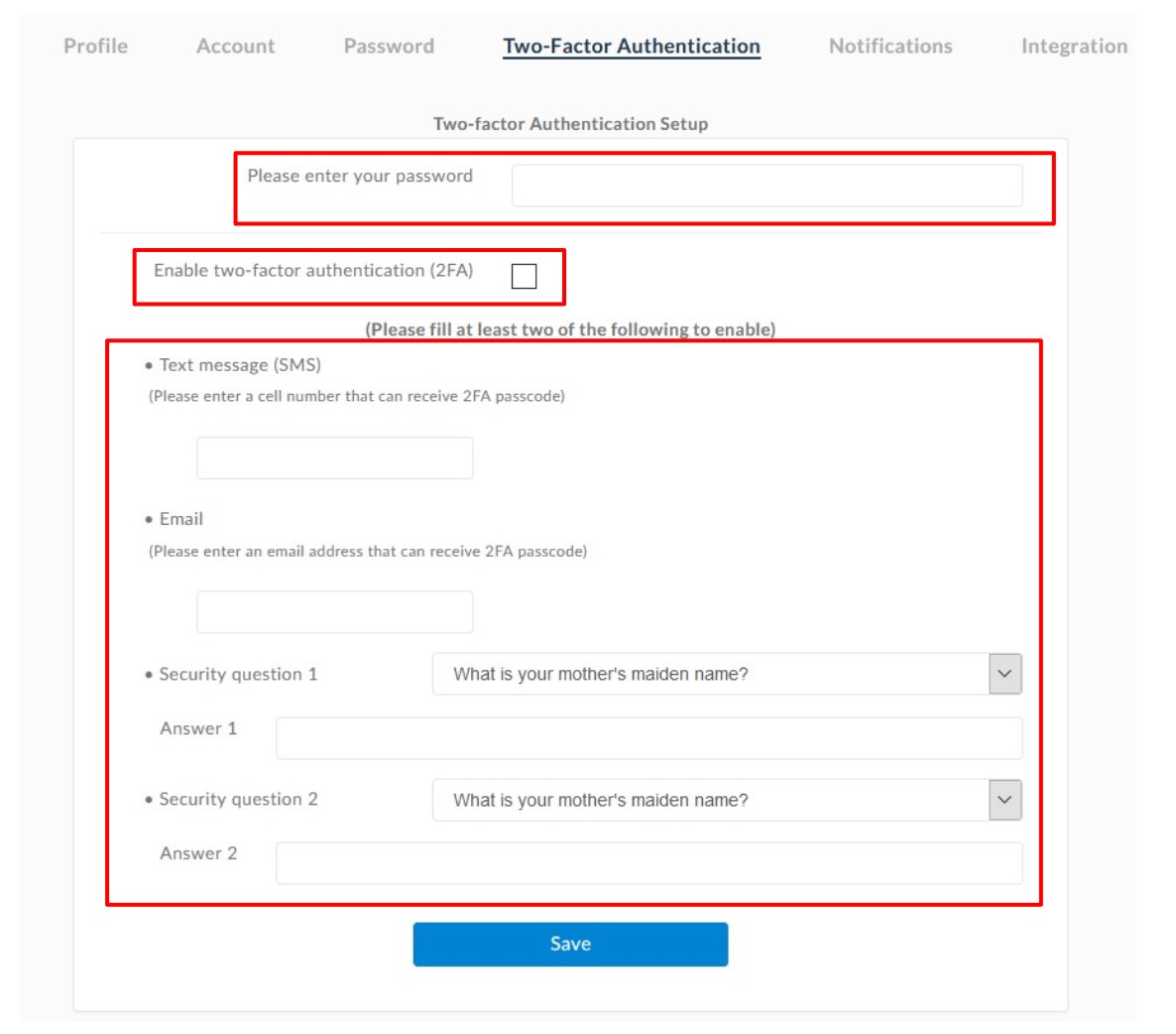 Setting up Two-Factor Authentication (2FA)