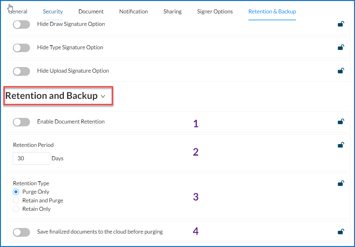 Retention and Backup