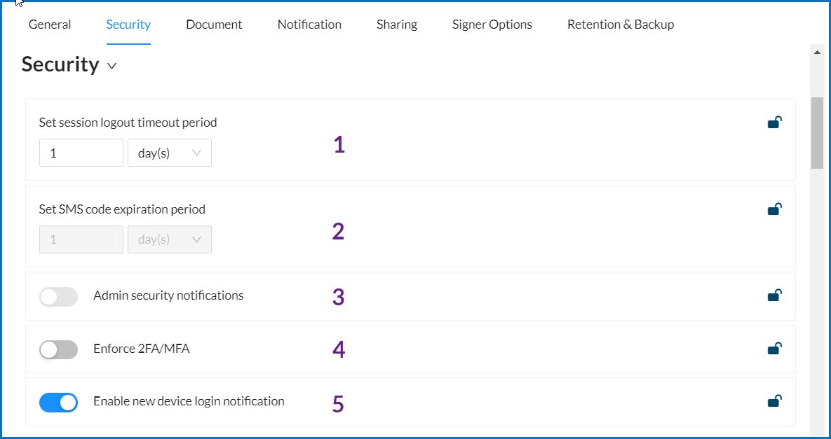 Team Security Settings