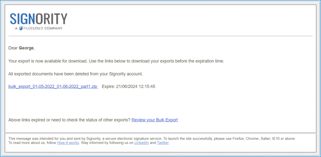 Bulk Export Email