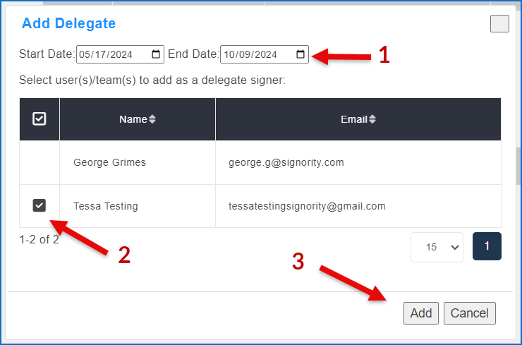 Adding a Delegate Signer