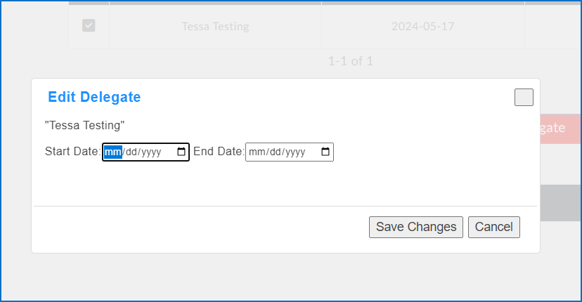 Edit delegate date