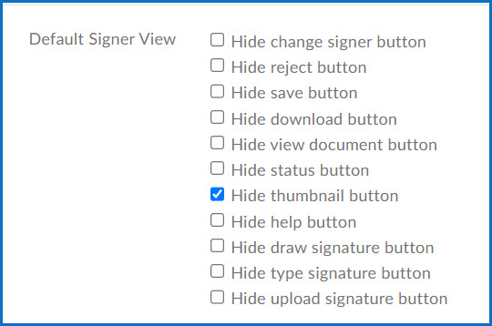 Signer View options list