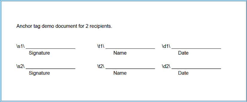 Sample Signature Block using Anchor Text