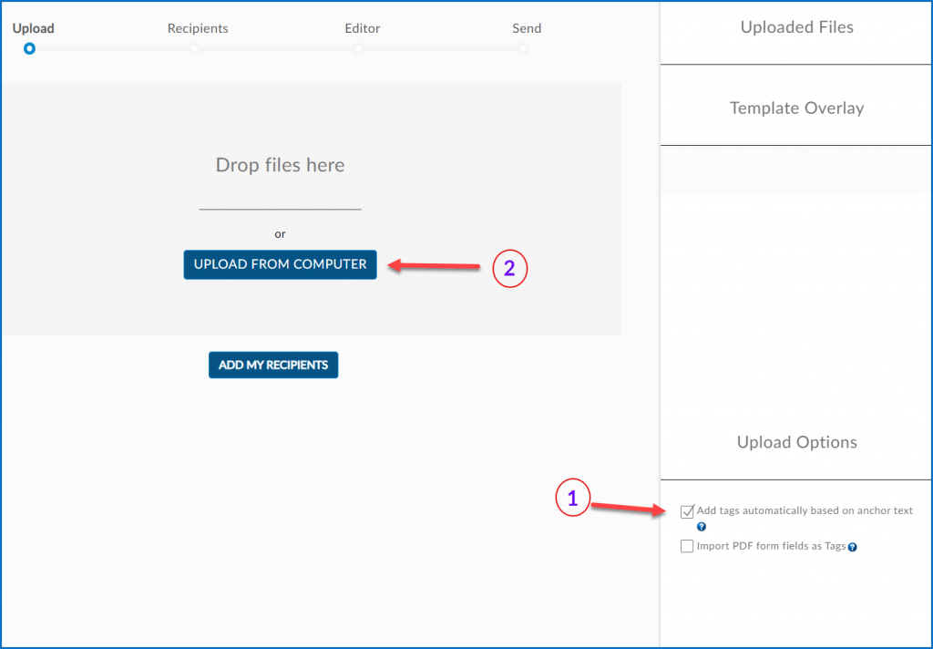 Check Add Tags based on Anchor Text then Upload documents